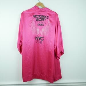 Victorias Secret Fashion Show Robe 2011 NYC Hot Pink Rhinestones Satin NO BELT